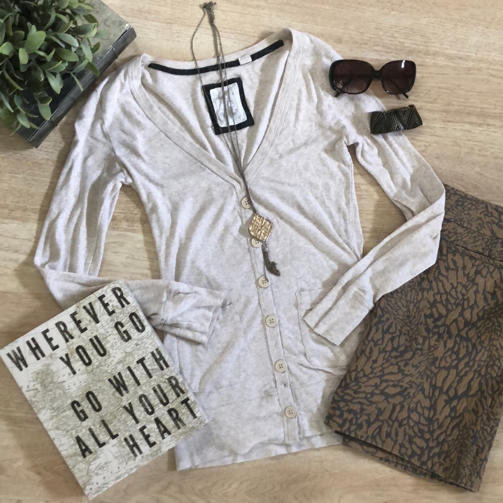 Heathered cream long cardigan